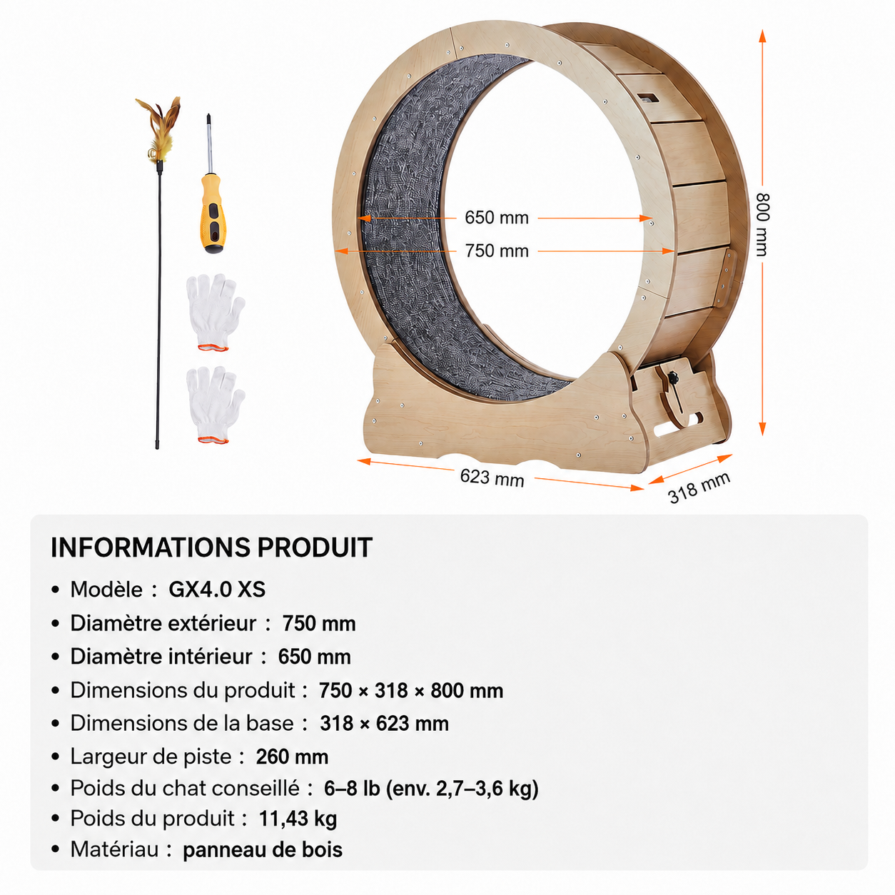 Dimensions Neko Kuruma 75 cm en français