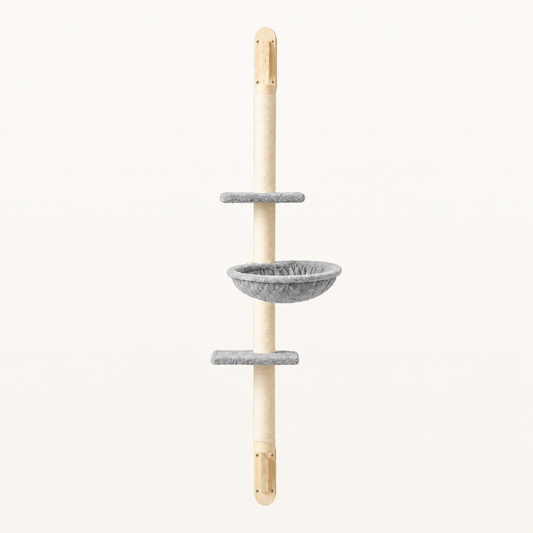 Neko Mado – Arbre à chat mural 142,5 cm — Gris — vue harmonisée