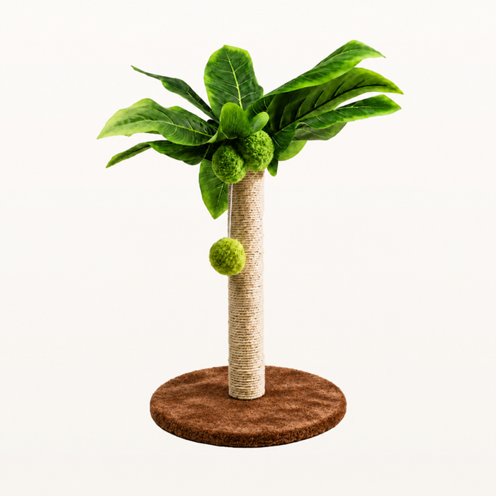 Neko Midori – Poteau griffoir feuillage – Base 30 cm — Brun – 30 cm — vue harmonisée