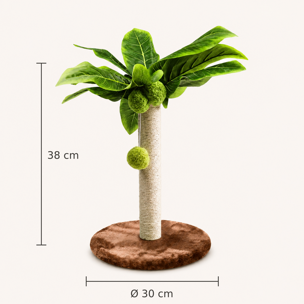 Neko Midori – Brun 30 cm – dimensions sur fond beige