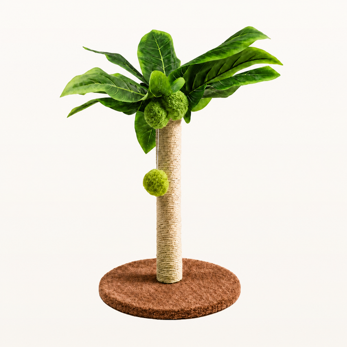 Neko Midori – Poteau griffoir feuillage – 32 cm, base 25 cm — Brun — vue harmonisée