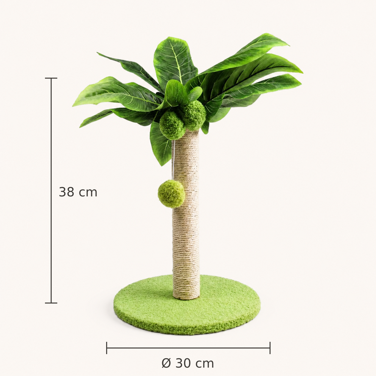 Neko Midori – Vert 30 cm – dimensions sur fond beige