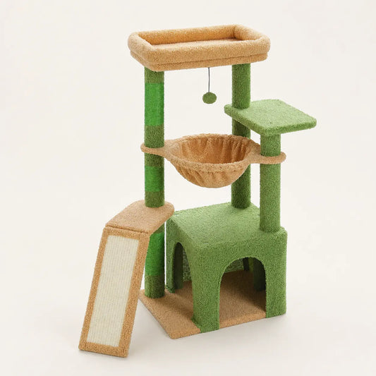 Neko Momo – Arbre à chat compact avec niche et hamac
