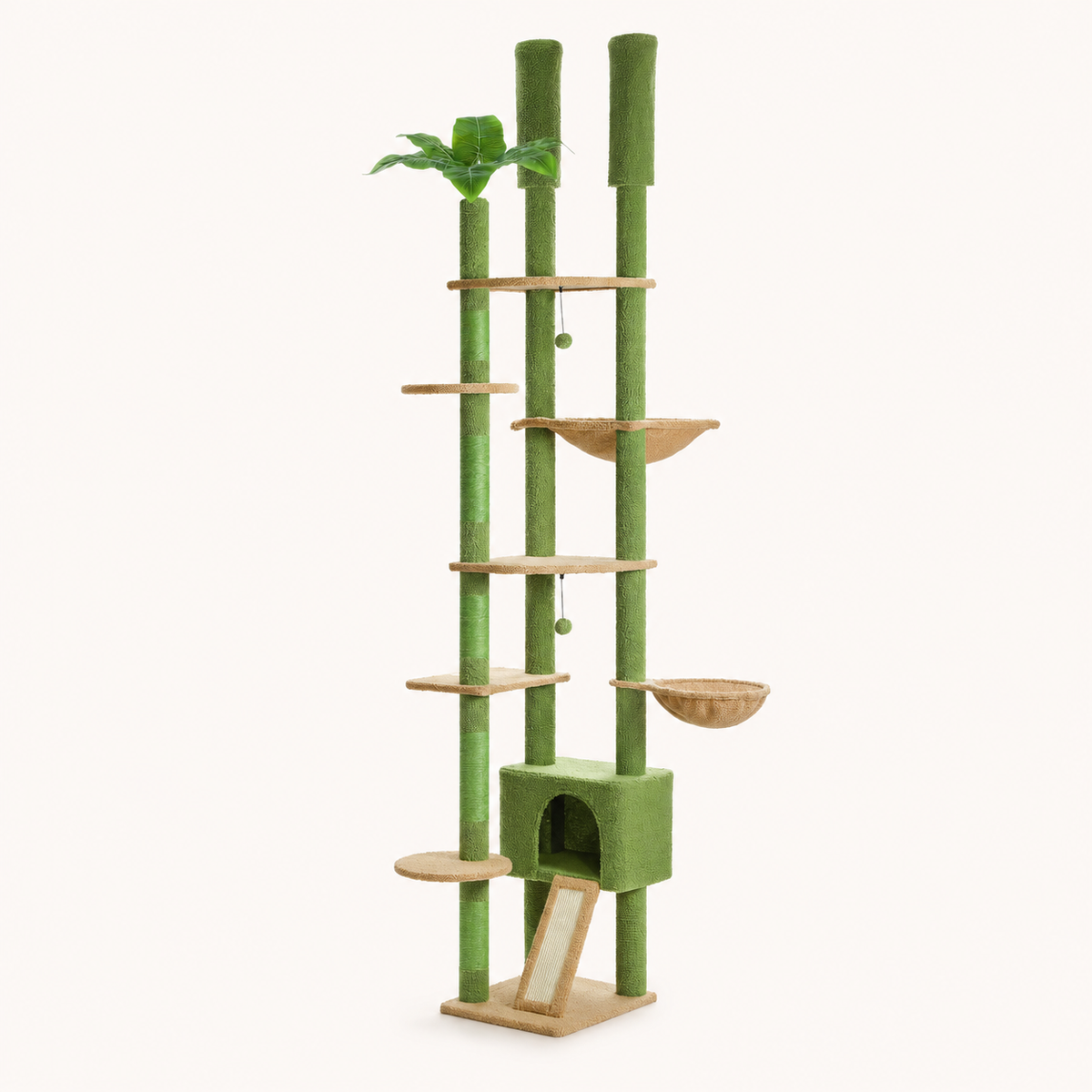 Neko Mori – Modèle A Vert – variante sur fond beige sans chat