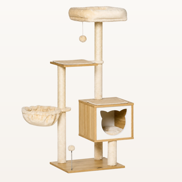 Neko Nagi – Arbre à chat compact 126 cm avec niche et hamac