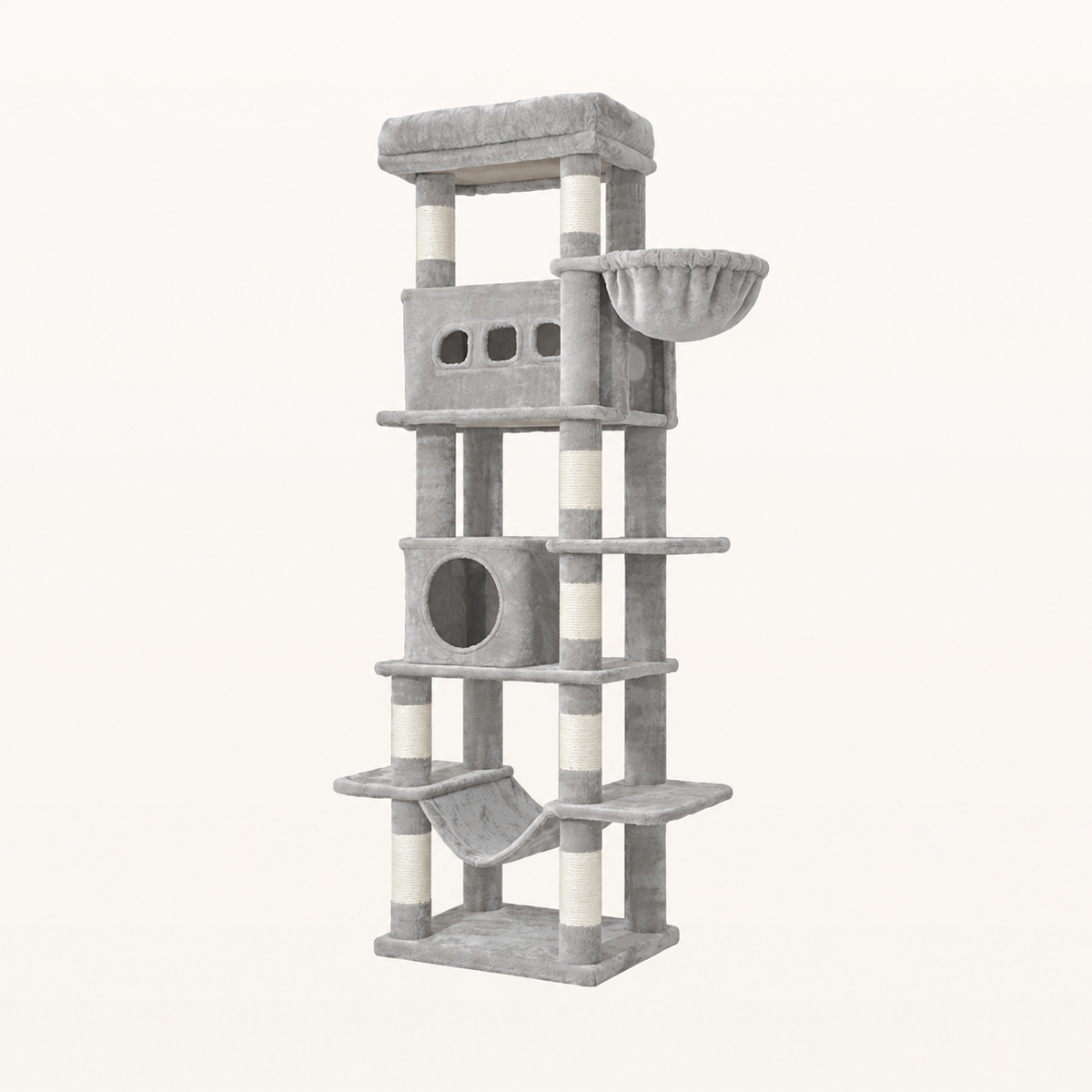 Neko Oki – Arbre à chat 172,5 cm — Gris clair — vue harmonisée