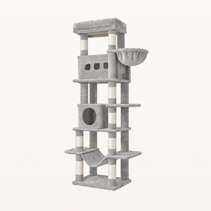 Neko Oki – Arbre à chat 172,5 cm — Gris clair — vue harmonisée