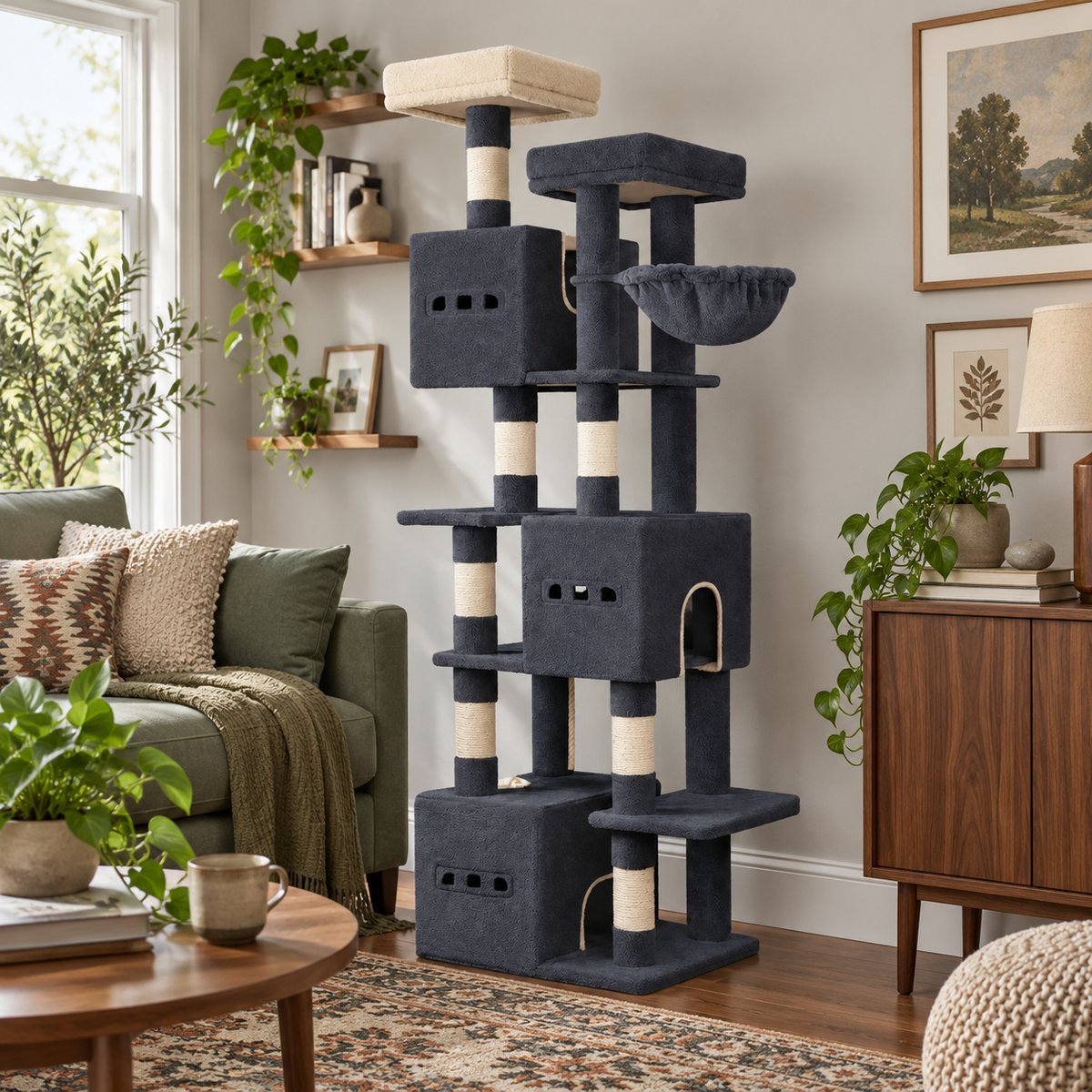 Neko Shiro – Arbre à chat XXL 193 cm — mise en situation sans chat