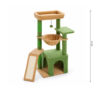 Neko Momo – Arbre à chat compact 92 cm avec niche et hamac — dimensions