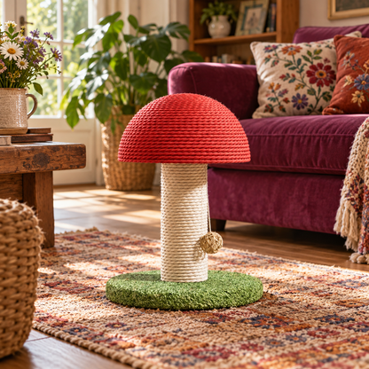 Neko Kinoko – Griffoir champignon en sisal – L, 28 cm — ambiance 1