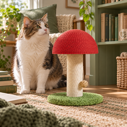Neko Kinoko – Griffoir champignon en sisal – L, 28 cm — ambiance 2