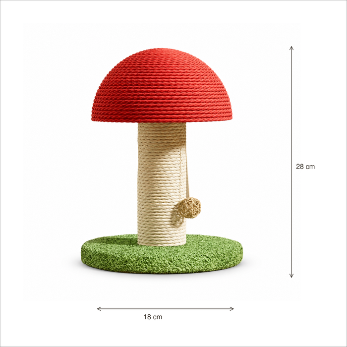 Neko Kinoko – Griffoir champignon en sisal – L, 28 cm — dimensions