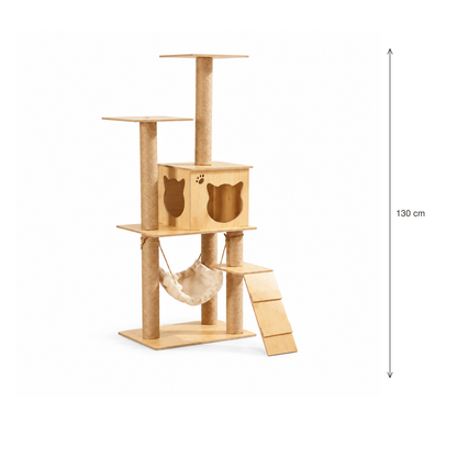 Neko Ki – Arbre à chat en bois – 4 niveaux, 130 cm — hauteur 130 cm
