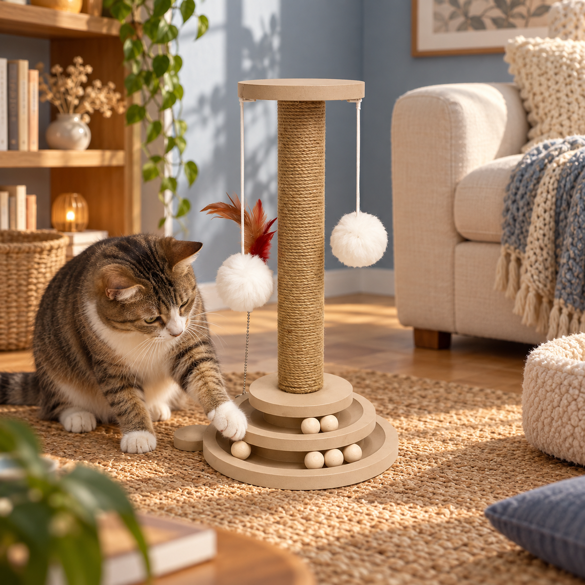 Neko Kuru – Jouet rotatif avec griffoir — mise en situation 2