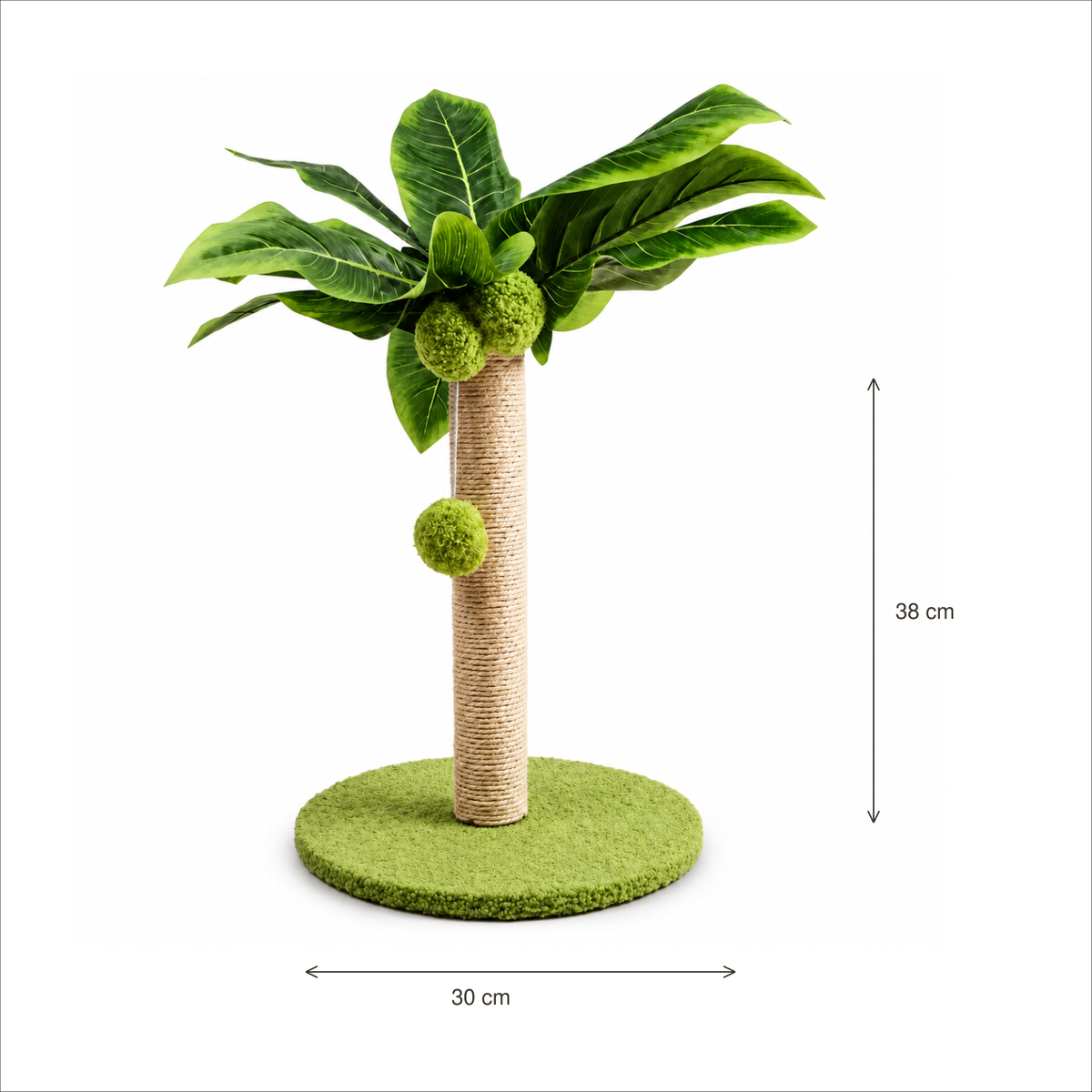 Neko Midori – Poteau griffoir feuillage – Base 30 cm — dimensions