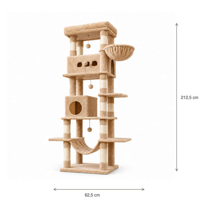 Neko Kyo – Arbre à chat XXL 210 cm — dimensions sur fond blanc