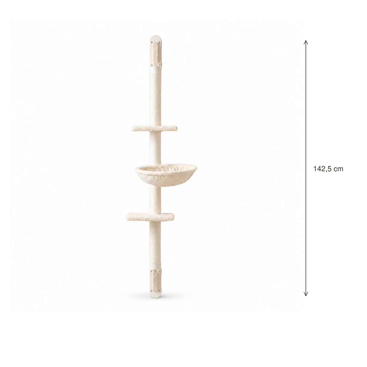 Neko Mado – Arbre à chat mural 142,5 cm — dimensions sur fond blanc