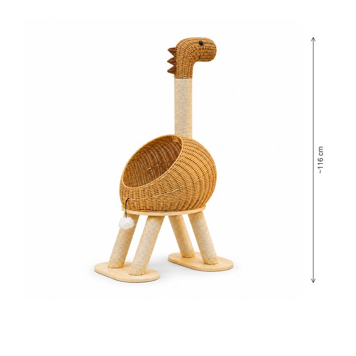 Neko Ryū – Arbre à chat design en rotin 116 cm — dimensions