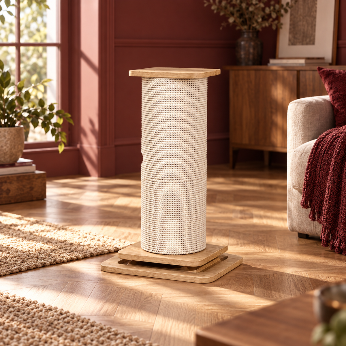 Neko Nobori – Poteau griffoir en bois et sisal – 60 cm — intérieur lumineux