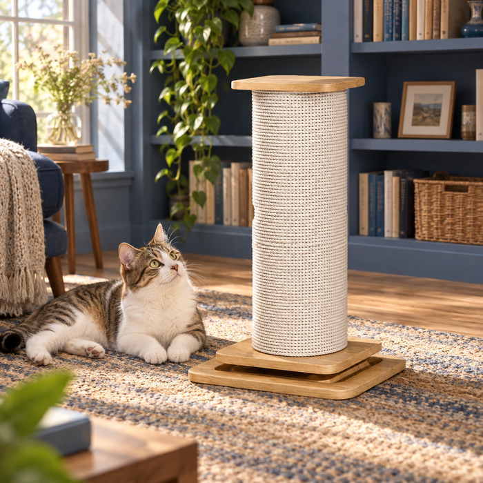 Neko Nobori – Poteau griffoir en bois et sisal – 60 cm — intérieur chaleureux