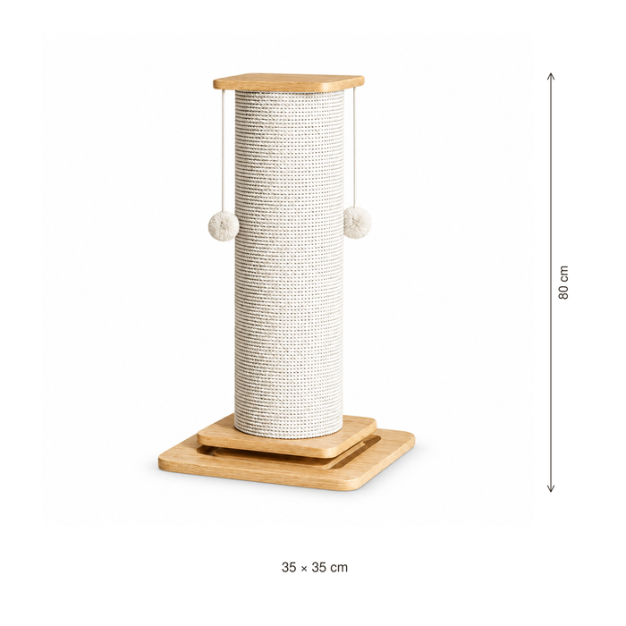 Neko Nobori – Poteau griffoir en bois et sisal – 80 cm — dimensions