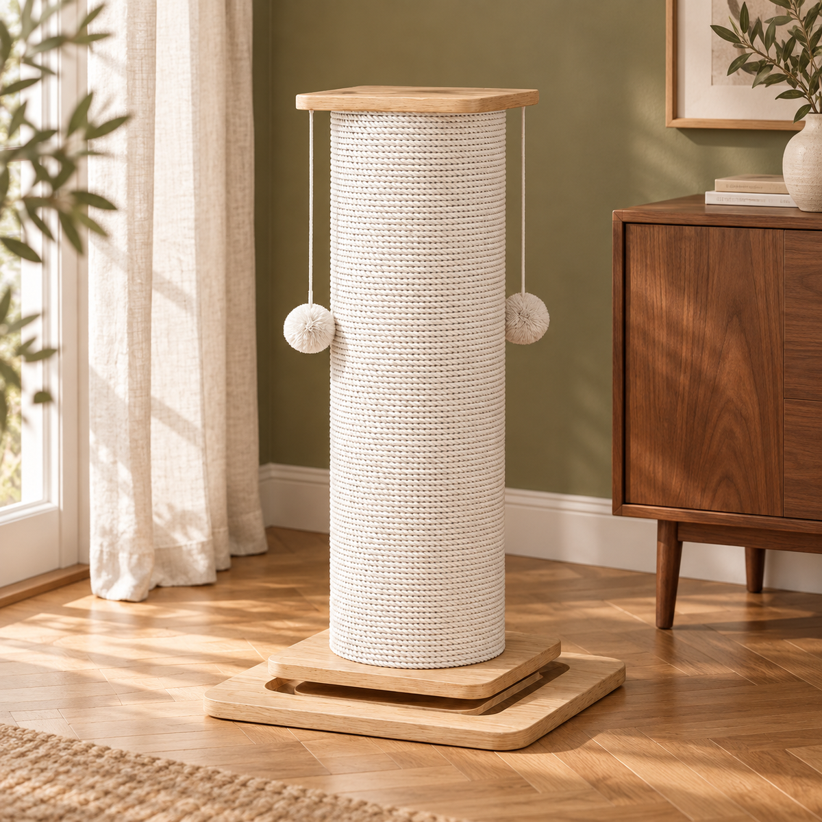 Neko Nobori – Poteau griffoir en bois et sisal – 80 cm — mise en situation sans chat