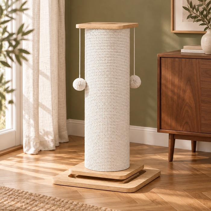 Neko Nobori – Poteau griffoir en bois et sisal – 80 cm — mise en situation sans chat