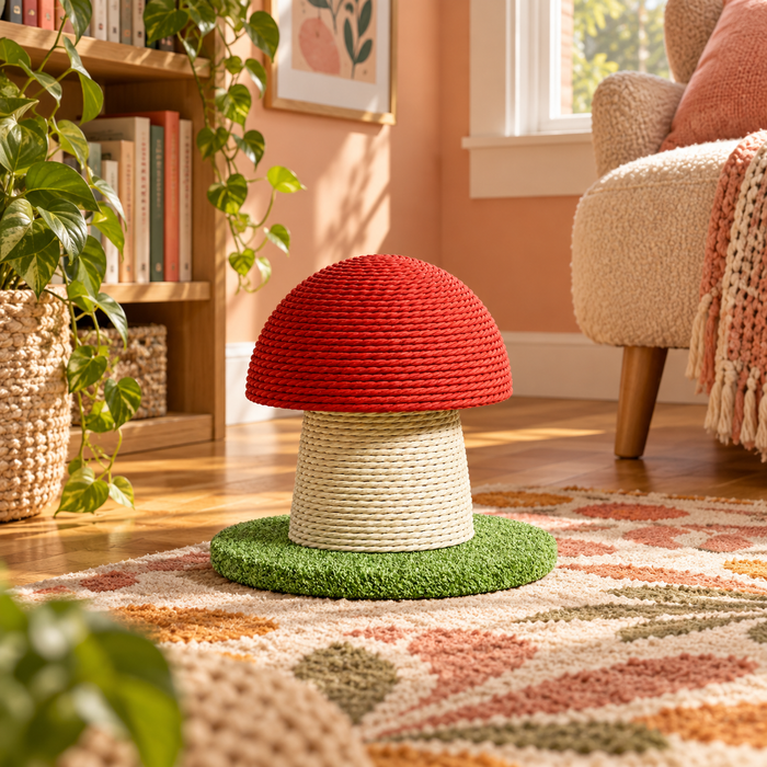 Neko Kinoko – Griffoir champignon en sisal – S, 18 cm — ambiance 1