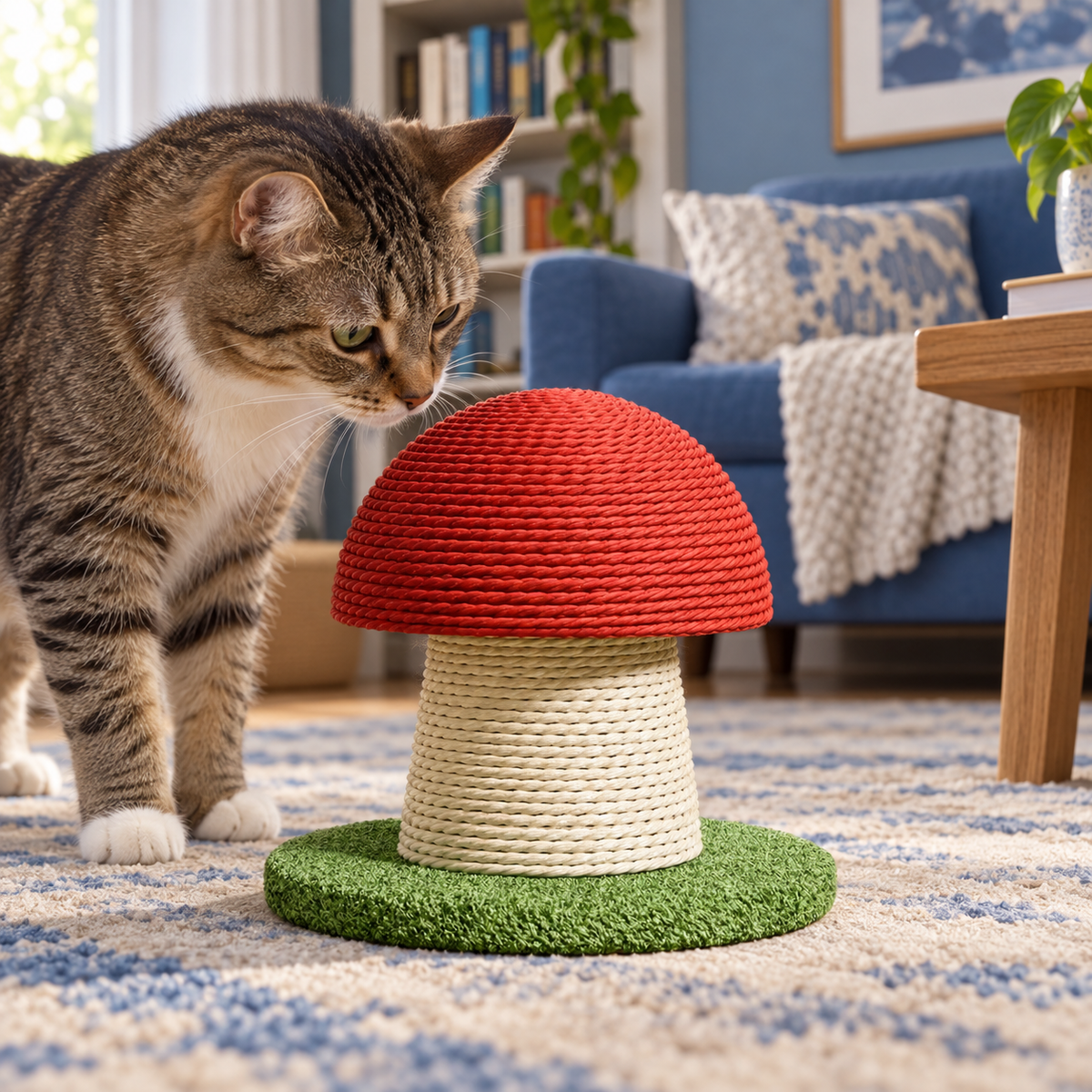 Neko Kinoko – Griffoir champignon en sisal – S, 18 cm — ambiance 2