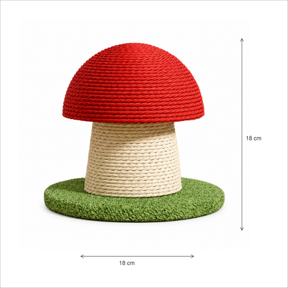 Neko Kinoko – Griffoir champignon en sisal – S, 18 cm — dimensions