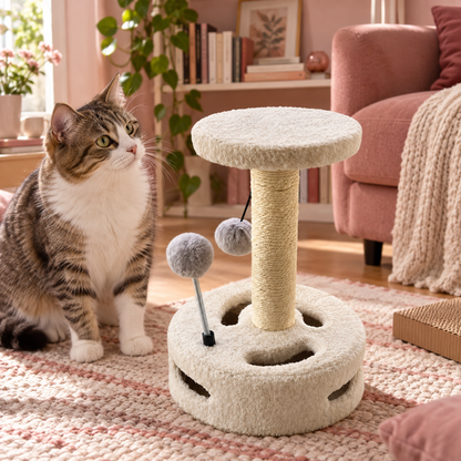 Neko Minka – Petit griffoir avec plateau rond – Modèle C — ambiance 2