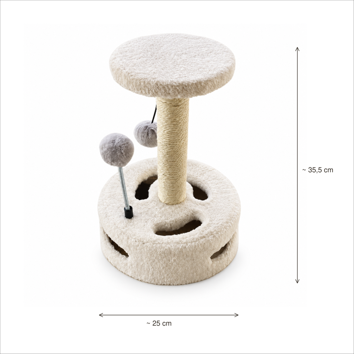 Neko Minka – Petit griffoir avec plateau rond – Modèle C — dimensions