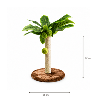 Neko Midori – Poteau griffoir feuillage – 32 cm, base 25 cm — dimensions