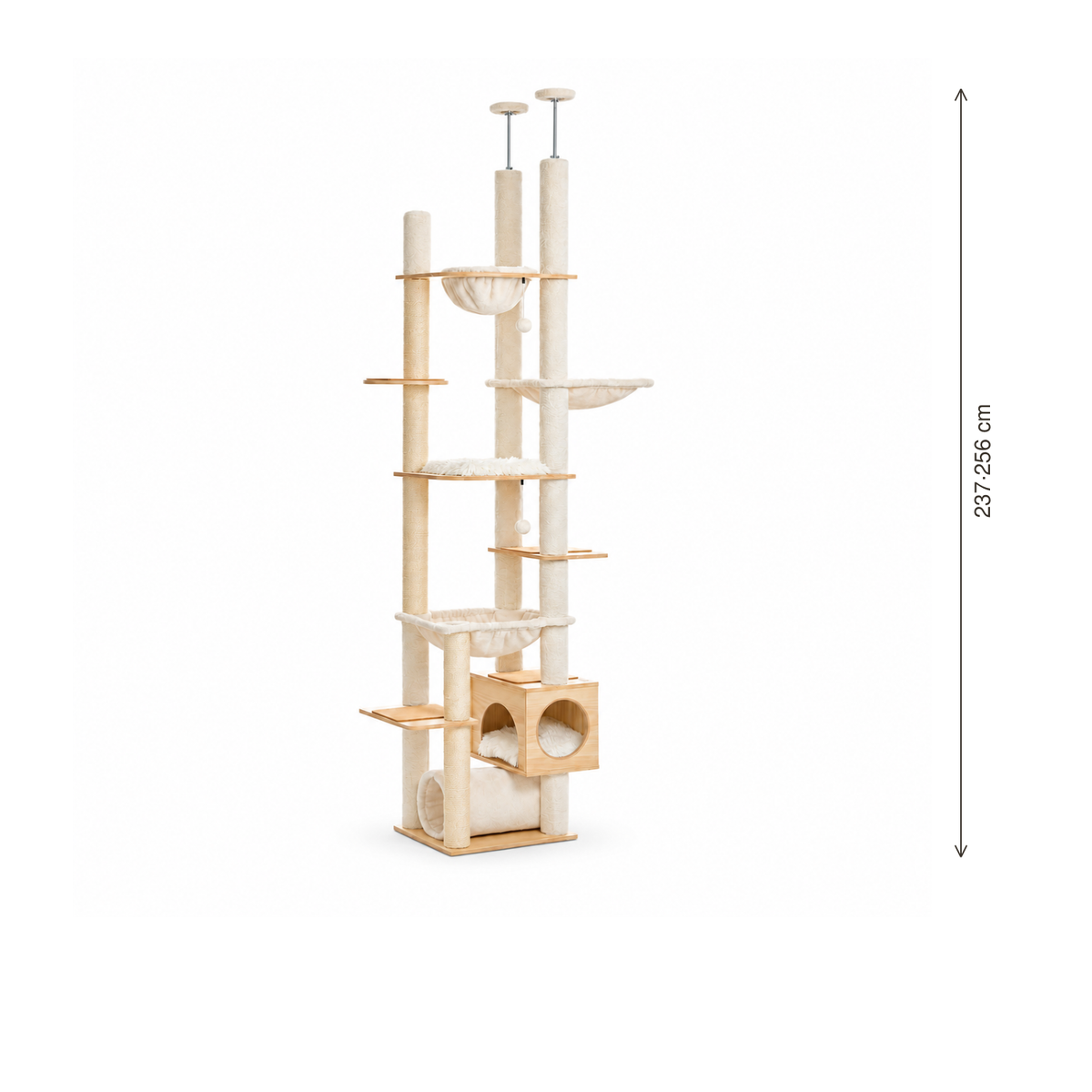 Neko Mori – Arbre à chat sol-plafond 237 à 256 cm – Modèle B beige — dimensions