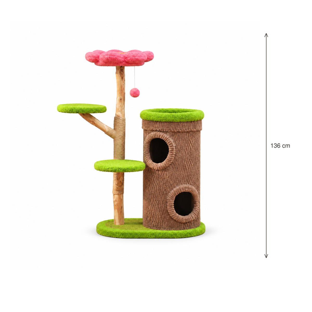 Neko Kodama – Arbre à chat forêt avec double niche – 136 cm — hauteur 136 cm