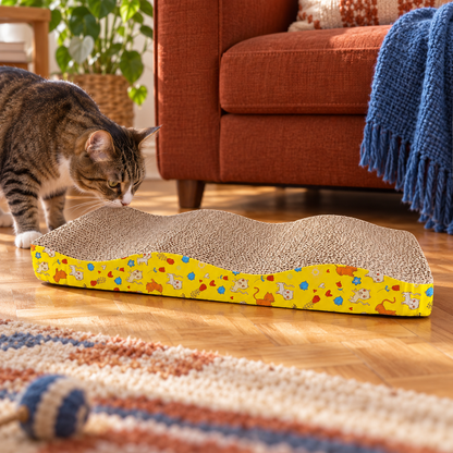 Neko Sofa – Griffoir en carton – Vague — mise en situation avec chat