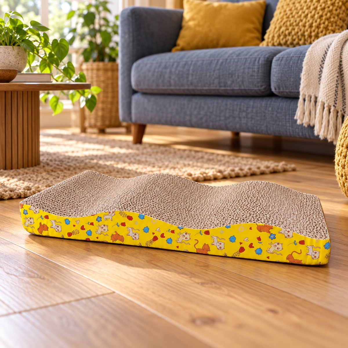 Neko Sofa – Griffoir en carton – Vague — mise en situation sans chat