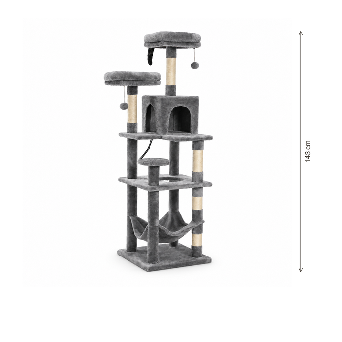 Neko Taiga – Arbre à chat XXL modèle D – 143 cm — dimensions