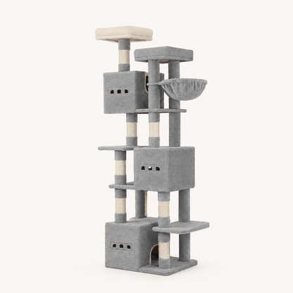 Neko Shiro – Arbre à chat XXL 193 cm – Gris clair – photo principale