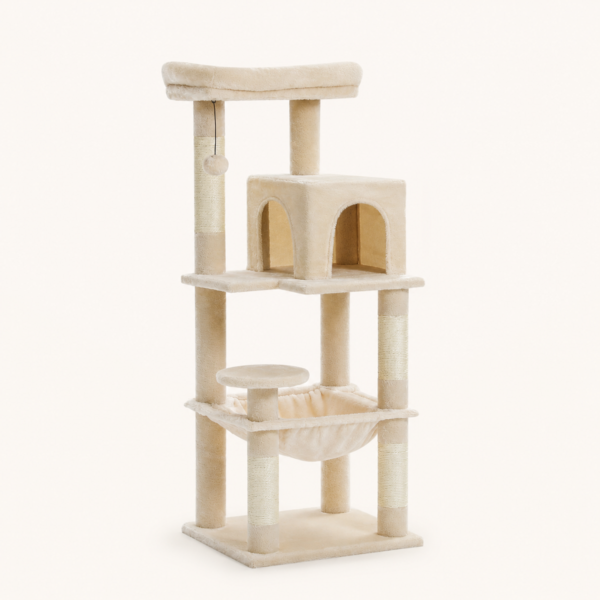 Neko Sora – Arbre à chat renforcé 5 niveaux – Beige – photo principale
