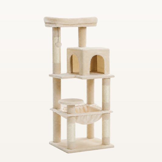 Neko Sora – Arbre à chat renforcé 5 niveaux – Beige – photo principale