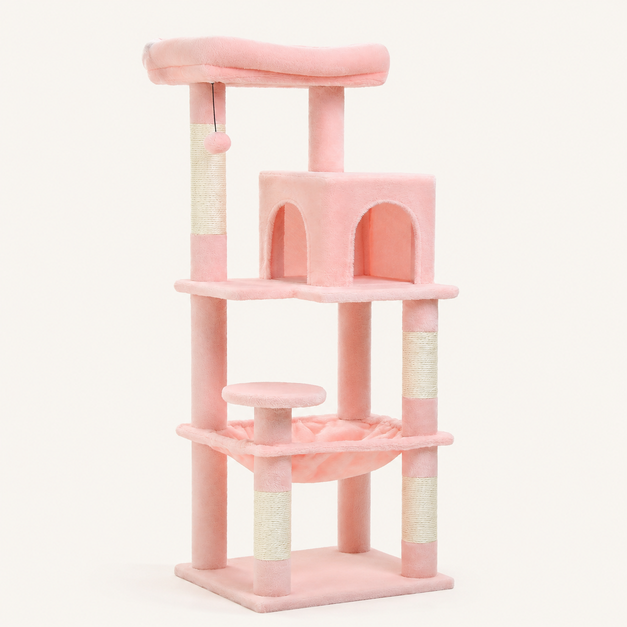 Neko Sora – Arbre à chat renforcé 5 niveaux – Rose clair – photo principale