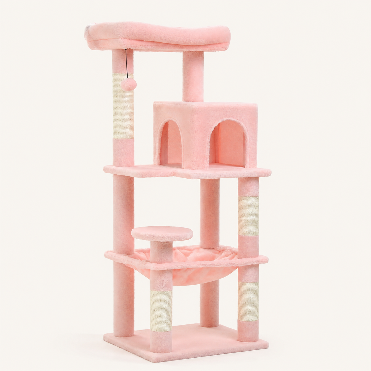 Neko Sora – Arbre à chat renforcé 5 niveaux – Rose clair – photo principale