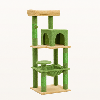 Neko Sora – Arbre à chat 5 niveaux — Vert — vue harmonisée