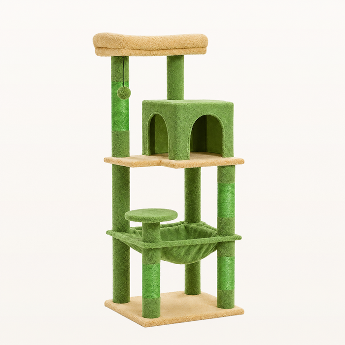 Neko Sora – Arbre à chat 5 niveaux — Vert — vue harmonisée