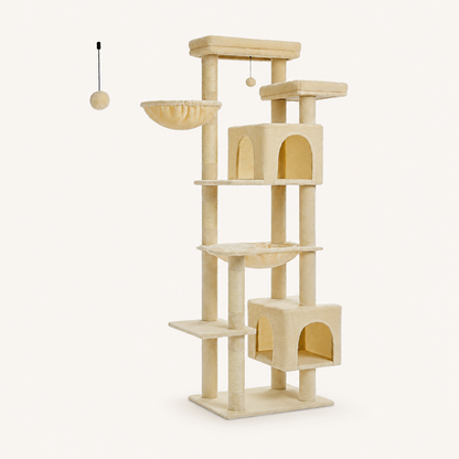 Neko Taiga – Arbre à chat XXL multi-niveaux – Modèle B – Beige – photo principale