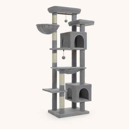 Neko Taiga – Arbre à chat XXL multi-niveaux – Modèle B – Gris – photo principale
