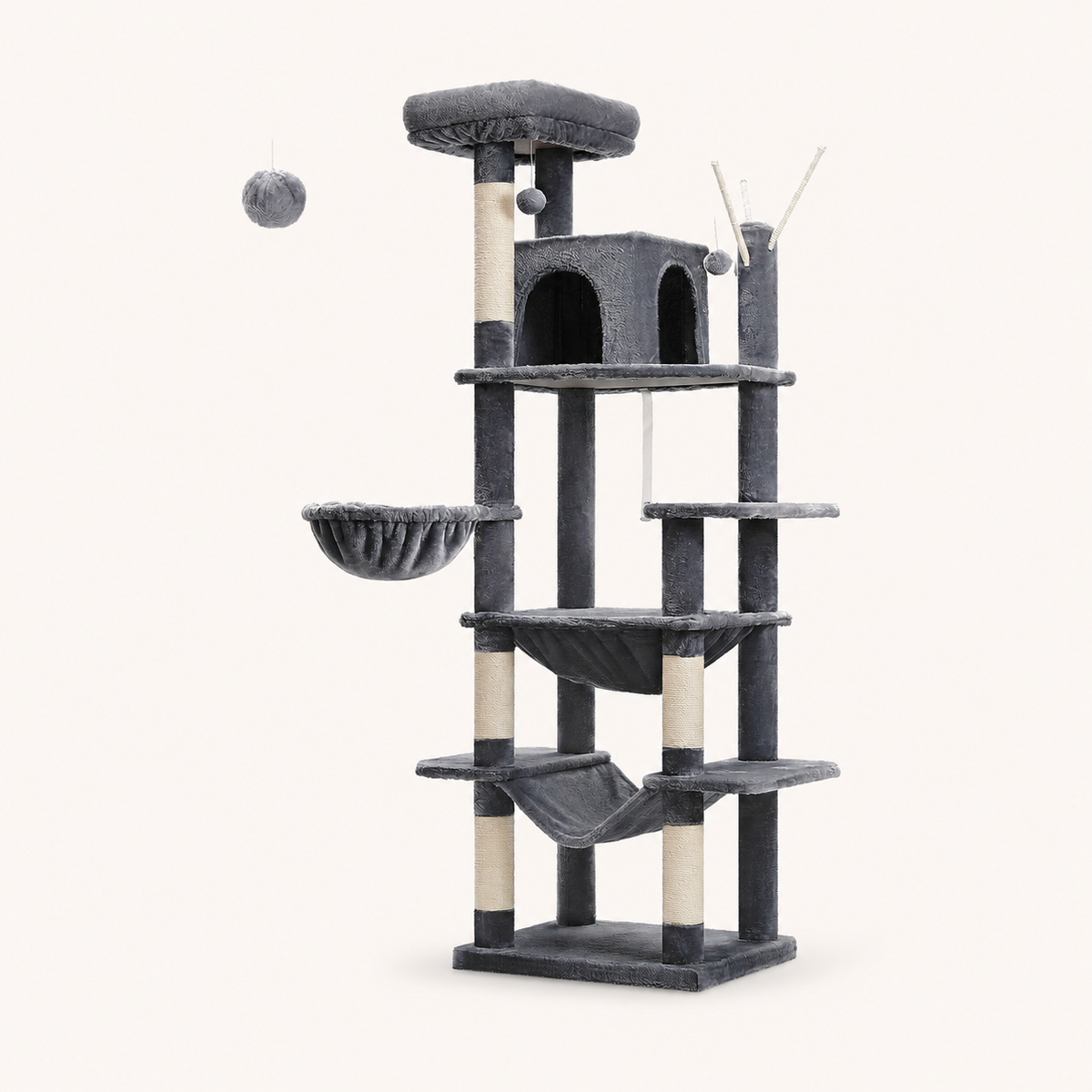 Neko Taiga – Arbre à chat XXL multi-niveaux – Modèle C – Gris anthracite – photo principale
