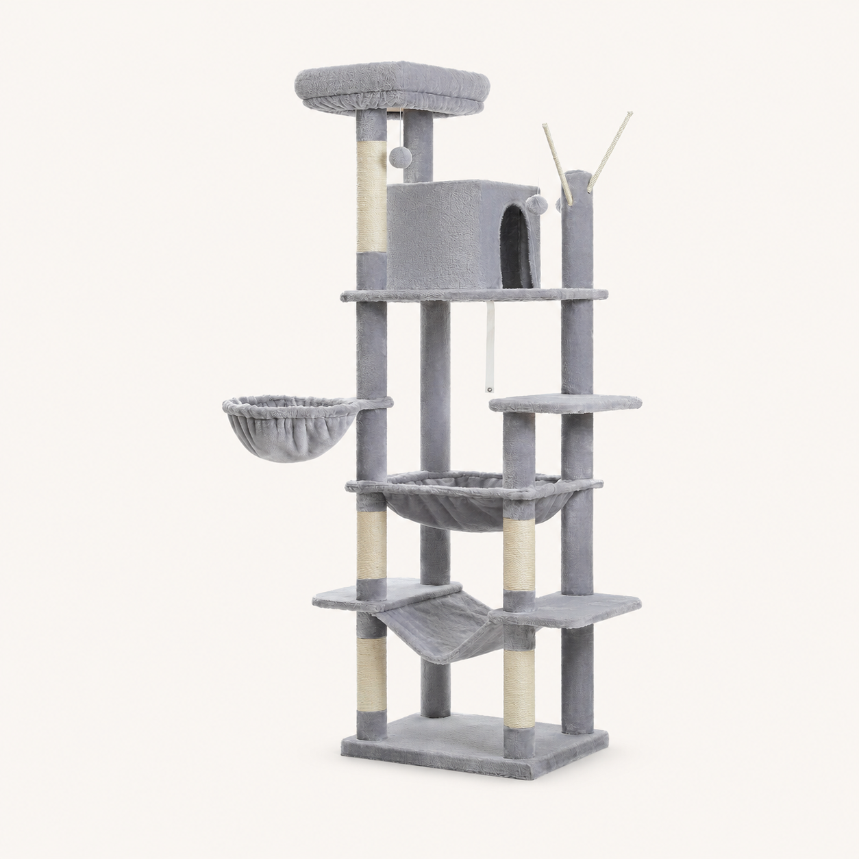 Neko Taiga – Arbre à chat XXL multi-niveaux – Modèle C – Gris – photo principale