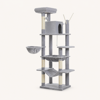 Neko Taiga – Arbre à chat XXL multi-niveaux – Modèle C – Gris – photo principale